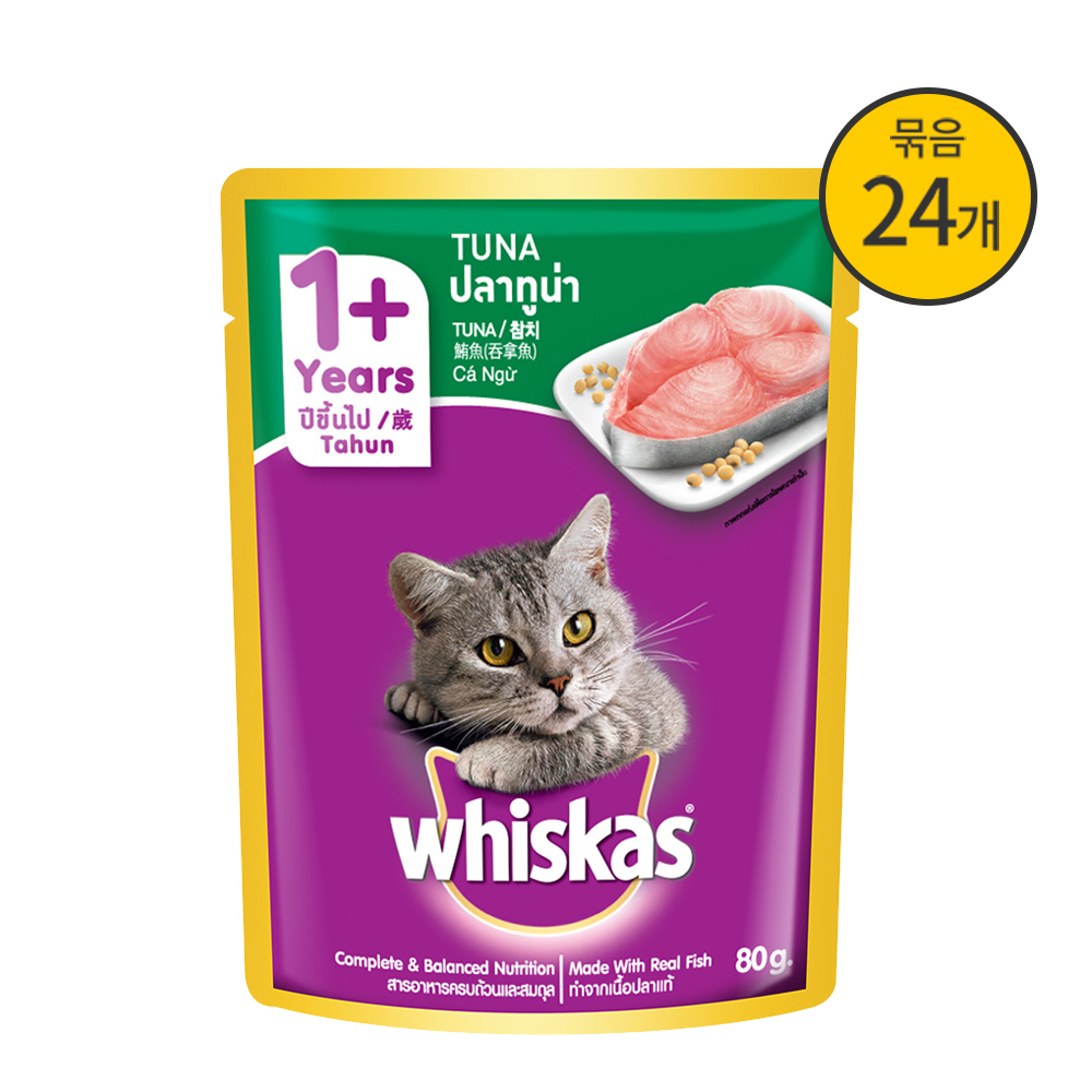 위스카스 고양이 습식사료 참치 80g x 24개입