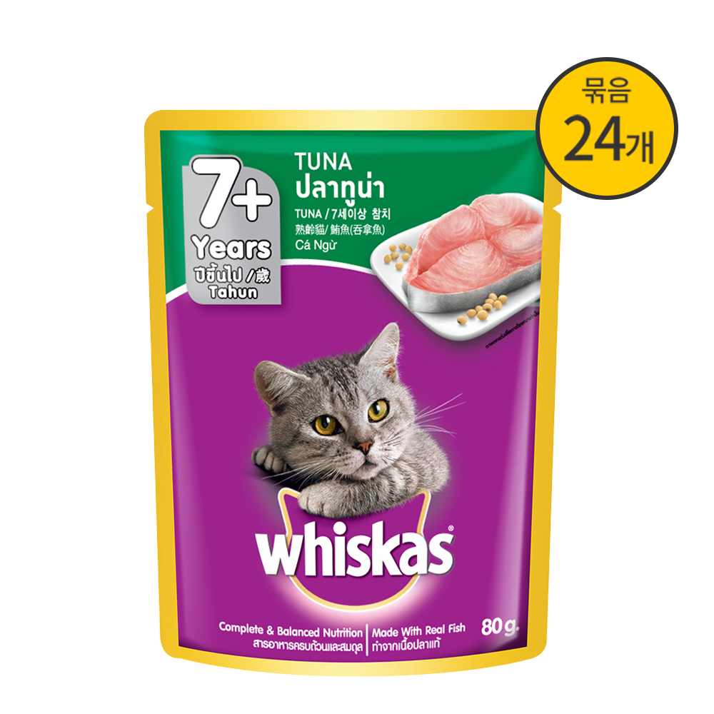 위스카스 고양이 습식사료 7세이상 참치 80g x 24개입